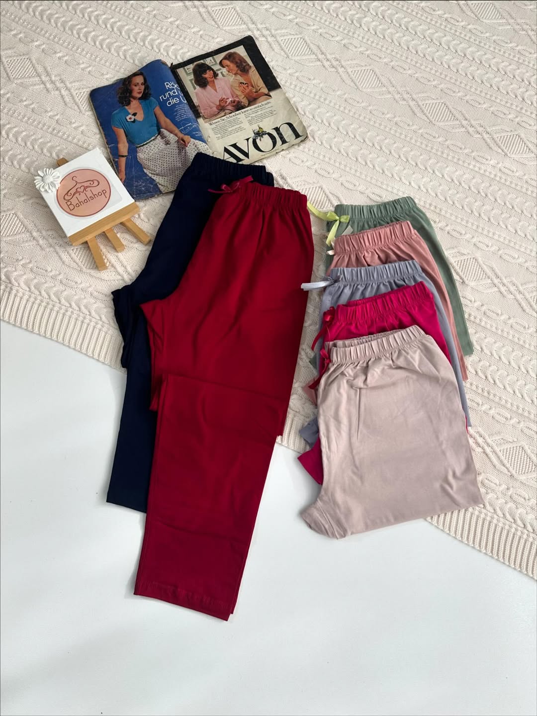 شلوار نخ پنبه مرغکدار